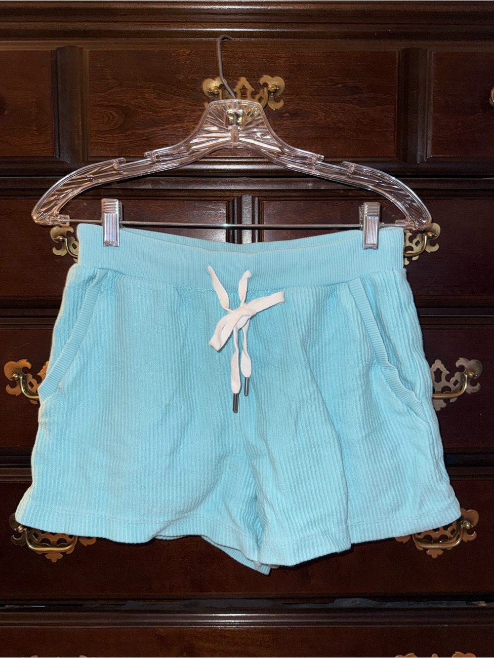 aerie Light Blue Corduroy Drawstring Athletic Shorts